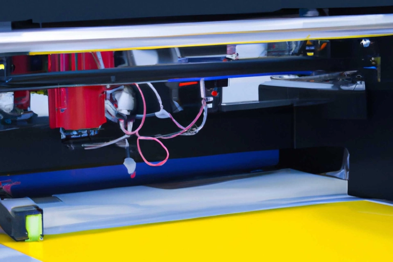 digital printing press in vibrant colours with the yellow platern