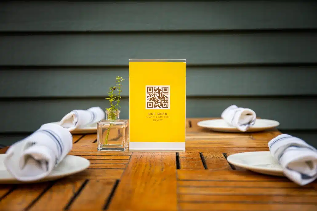 QR Code for a menu app on a table