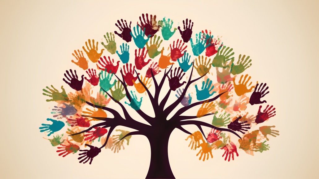 Tree with hands for branches