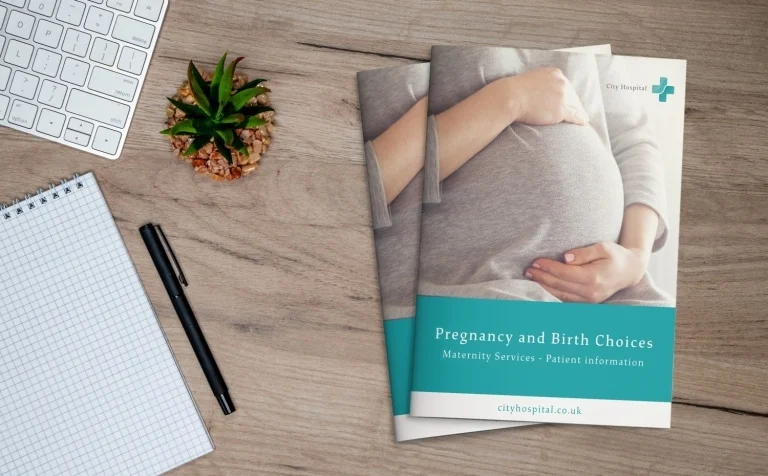 medical brochures on a desk